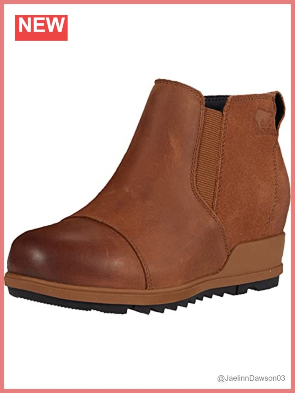 Women's Waterproof Leather & Suede Ankle Boot Wedge Slip-On